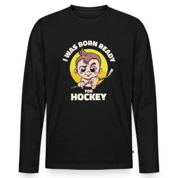 Ice hockey Sports Coach Game Player Goalie - Men's Premium Organic Long Sleeve Shirt - black - Front - Nico (187cm)