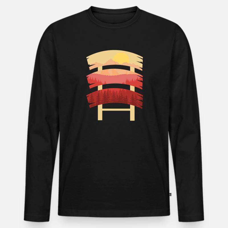 Wanderziel Schild Scenery - Männer Premium Bio Langarmshirt - Schwarz
