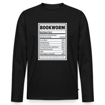 Book Lover Bookworm Nutritional Values Reader - Men's Premium Organic Long Sleeve Shirt - black - Front - Nico (187cm)