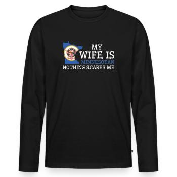 Nichts macht mir Angst Minnesotan Frau Minnesota - Männer Premium Bio Langarmshirt - Schwarz - Vorne - Nico (187cm)