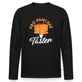 Pancake Taster Eating Breakfast Pancake Day - Men's Premium Organic Long Sleeve Shirt - black - Front - Nico (187cm)