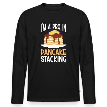 Pancake Stacker Petit déjeuner Pancake Day Large - T-shirt manches longues Premium bio Homme - noir - Devant - Nico (187cm)