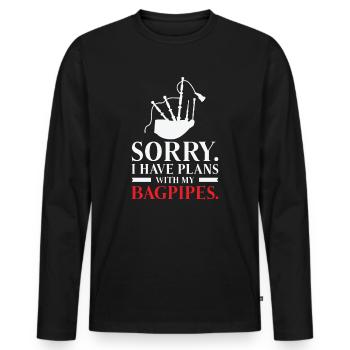 Dudelsackspieler Dudelsackspiel Dudelsack Schotte - Männer Premium Bio Langarmshirt - Schwarz - Vorne - Nico (187cm)