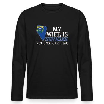 Nichts macht mir Angst Nevadan Ehefrau Nevada - Männer Premium Bio Langarmshirt - Schwarz - Vorne - Nico (187cm)