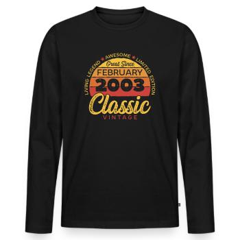 Retro 20 Jahre Februar 2003 Geburtstag Vintage - Männer Premium Bio Langarmshirt - Schwarz - Vorne - Nico (187cm)