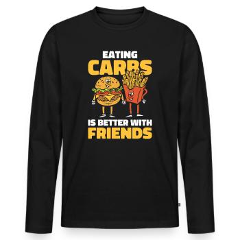 Kohlenhydrate Fast Food Freundschaft Foodie Essen - Männer Premium Bio Langarmshirt - Schwarz - Vorne - Nico (187cm)
