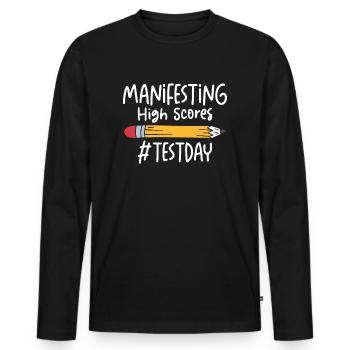 Test Day Manifesting for Students Testing - Men's Premium Organic Long Sleeve Shirt - black - Front - Nico (187cm)