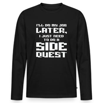 Prokrastinierender Panda-Liebhaber Side Quest - Männer Premium Bio Langarmshirt - Schwarz - Vorne - Nico (187cm)