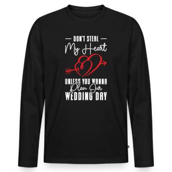 Herz Paar Hochzeit Beziehung Romantik Zitate - Männer Premium Bio Langarmshirt - Schwarz - Vorne - Nico (187cm)