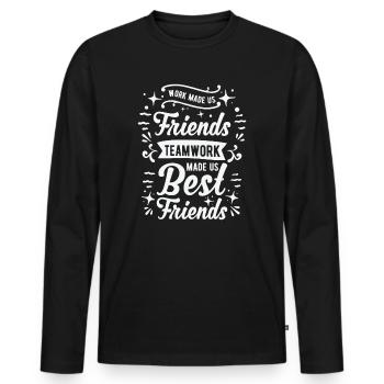 Collègue de travail Meilleur ami Travail d’équipe au bureau - T-shirt manches longues Premium bio Homme - noir - Devant - Nico (187cm)
