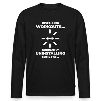Installieren Workout Gym Lover Übung - Männer Premium Bio Langarmshirt - Schwarz - Vorne - Nico (187cm)