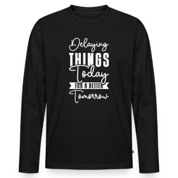 Procrastinating Vintage Fan Procrastinator - Men's Premium Organic Long Sleeve Shirt - black - Front - Nico (187cm)