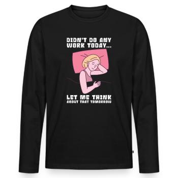 Prokrastinator Arbeit Schlafen Line Art Zeichnung - Männer Premium Bio Langarmshirt - Schwarz - Vorne - Nico (187cm)