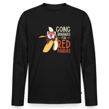 Niedliches Tier Roter Panda Banane Obst Wildlife - Männer Premium Bio Langarmshirt - Schwarz - Vorne - Nico (187cm)