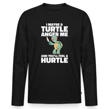 Mean Turtle Reptile Nature Turtle Lover Aquatic - Men's Premium Organic Long Sleeve Shirt - black - Front - Nico (187cm)