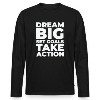 Goal Life Quotes Positive Message Motivational - Men's Premium Organic Long Sleeve Shirt - black - Front - Nico (187cm)