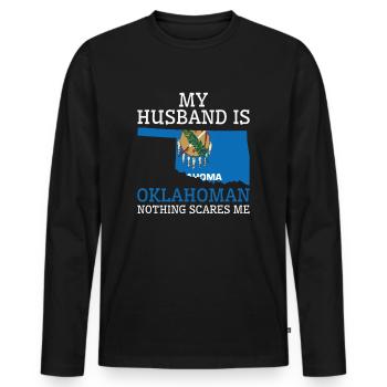 Nichts macht mir Angst Oklahoman Ehemann Oklahoma - Männer Premium Bio Langarmshirt - Schwarz - Vorne - Nico (187cm)