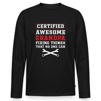 Grand-père corrige des citations amusantes de retraite vintage - T-shirt manches longues Premium bio Homme - noir - Devant - Nico (187cm)