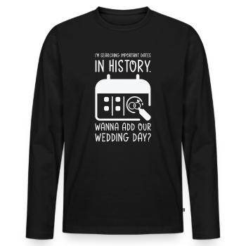 Wedding Day Pick Up Lines Couple Romantic Heart - Men's Premium Organic Long Sleeve Shirt - black - Front - Nico (187cm)