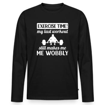 Muscles endoloris Entraînement Salle de gym tremblante - T-shirt manches longues Premium bio Homme - noir - Devant - Nico (187cm)