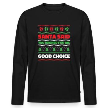 Santa Christmas Wish Holiday Present Pick Up Lines - Men's Premium Organic Long Sleeve Shirt - black - Front - Nico (187cm)