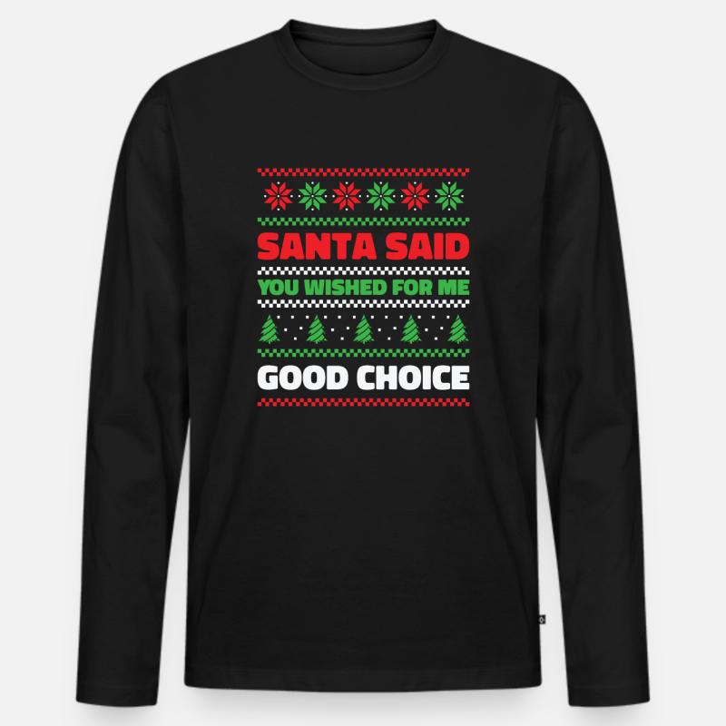 Weihnachtsmann Weihnachtswunsch Urlaubsgeschenk - Männer Premium Bio Langarmshirt - Schwarz