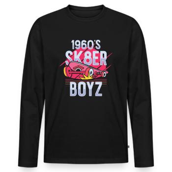 Skateboard Retro 60s Board Wheels Surf - Men's Premium Organic Long Sleeve Shirt - black - Front - Nico (187cm)