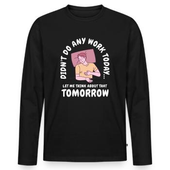 Prokrastinator Arbeit Schlafen Line Art Zeichnung - Männer Premium Bio Langarmshirt - Schwarz - Vorne - Nico (187cm)