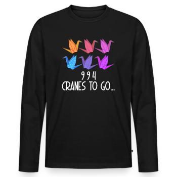 Origami Paper Crane Wishing Japanese Paper - Men's Premium Organic Long Sleeve Shirt - black - Front - Nico (187cm)