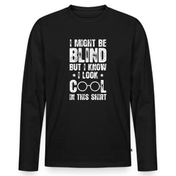 Conscience de la cécité aveugle en braille - T-shirt manches longues Premium bio Homme - noir - Devant - Nico (187cm)
