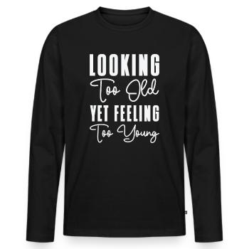 Junge Großeltern Vintage Typografie Retro Alte - Männer Premium Bio Langarmshirt - Schwarz - Vorne - Nico (187cm)