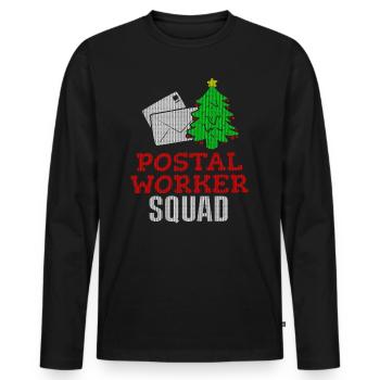 Postal Worker Squad Ugly Christmas Design Santa - Men's Premium Organic Long Sleeve Shirt - black - Front - Nico (187cm)