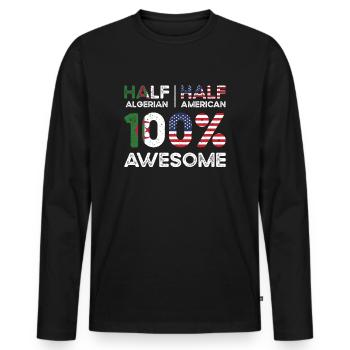 Half Algerian Algeria American USA Citizenship - Men's Premium Organic Long Sleeve Shirt - black - Front - Nico (187cm)