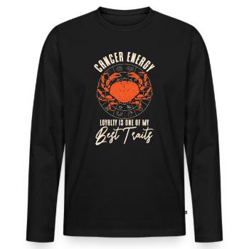 Cancer Energie Astrologie Cancer Zodiaque Art - T-shirt manches longues Premium bio Homme - noir - Devant - Nico (187cm)