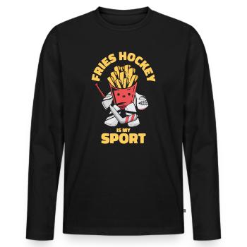 Ice Hockey Sporty Playing Fries Lover - Men's Premium Organic Long Sleeve Shirt - black - Front - Nico (187cm)