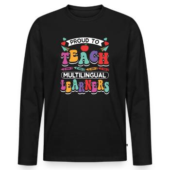 ESL Teacher English Multilingual Dual Language - Men's Premium Organic Long Sleeve Shirt - black - Front - Nico (187cm)