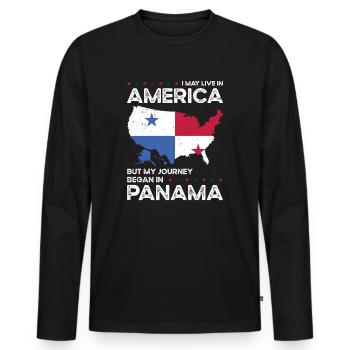 Geboren in Panama Panamaer Amerikaner USA - Männer Premium Bio Langarmshirt - Schwarz - Vorne - Nico (187cm)