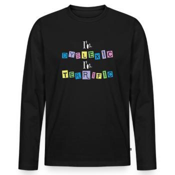 Dyslexia Awareness Dyslexic Therapy Learning - Men's Premium Organic Long Sleeve Shirt - black - Front - Nico (187cm)