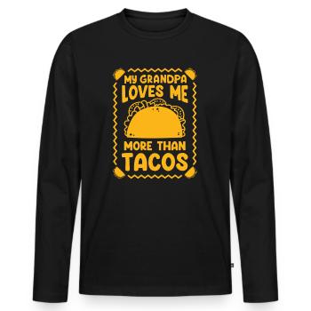 Tacos Mexican Foodie Burrito Nacho - Men's Premium Organic Long Sleeve Shirt - black - Front - Nico (187cm)