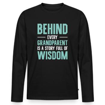 Retirement Life Quote Lesson Grandparent Wisdom - Men's Premium Organic Long Sleeve Shirt - black - Front - Nico (187cm)