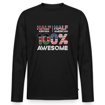 Né Kenyan Kenyan Amérique USA - T-shirt manches longues Premium bio Homme - noir - Devant - Nico (187cm)