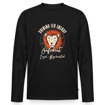 Leo Energy Astrological Zodiac Art Horoscope - Men's Premium Organic Long Sleeve Shirt - black - Front - Nico (187cm)