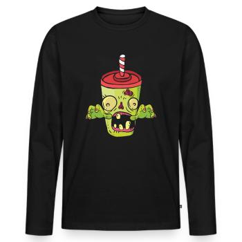 Halloween Zombie Soda Monster Fast Food Lover - Men's Premium Organic Long Sleeve Shirt - black - Front - Nico (187cm)