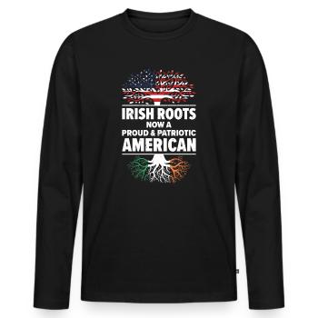 Né en Irlande Irlande États-Unis - T-shirt manches longues Premium bio Homme - noir - Devant - Nico (187cm)