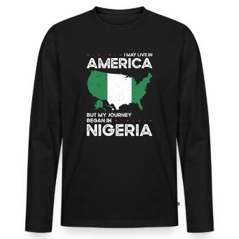 Born Nigerian Nigeria American USA Citizenship - Men's Premium Organic Long Sleeve Shirt - black - Front - Nico (187cm)