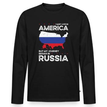 Né Russie Russie États-Unis - T-shirt manches longues Premium bio Homme - noir - Devant - Nico (187cm)