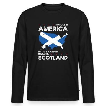 Born Scottish Scotland American USA Citizenship - Men's Premium Organic Long Sleeve Shirt - black - Front - Nico (187cm)
