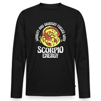 Skorpion Energie Astrologisches Horoskop - Männer Premium Bio Langarmshirt - Schwarz - Vorne - Nico (187cm)