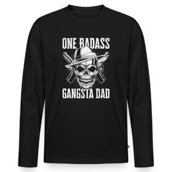 Badass Papa Gangsta Crâne Enfants Grand-père Enfants - T-shirt manches longues Premium bio Homme - noir - Devant - Nico (187cm)