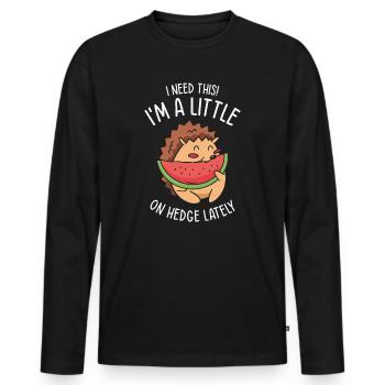 Igel Niedliches Tier Wassermelone Obst Tierfutter - Männer Premium Bio Langarmshirt - Schwarz - Vorne - Nico (187cm)